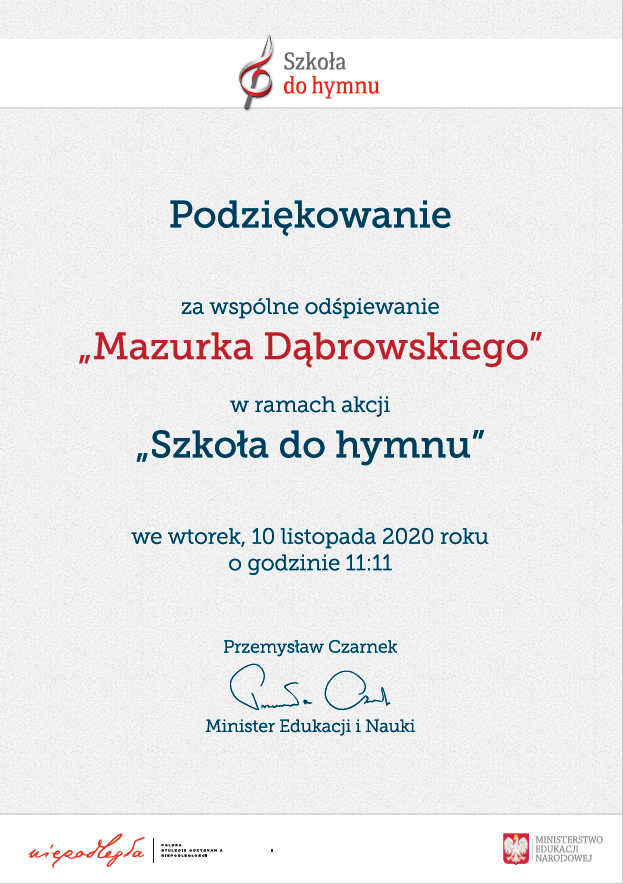 Akcja- "Szkoła do Hymnu"
